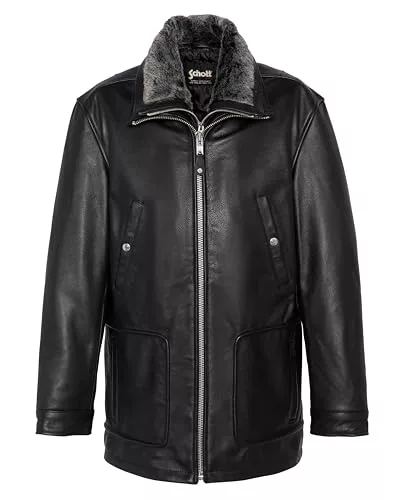 Schott NYC Lc8100long Chaqueta de Cuero, Negro, S para Hombre
