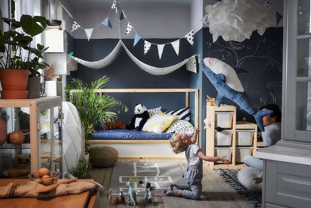 KURA
Cama reversible, blanco/pino 90x200 cm