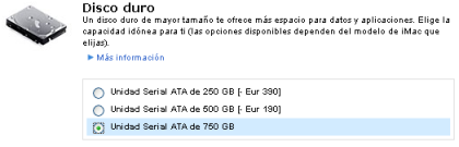 Apple ofrece HD de 750GB en iMacs 24" y MacPros