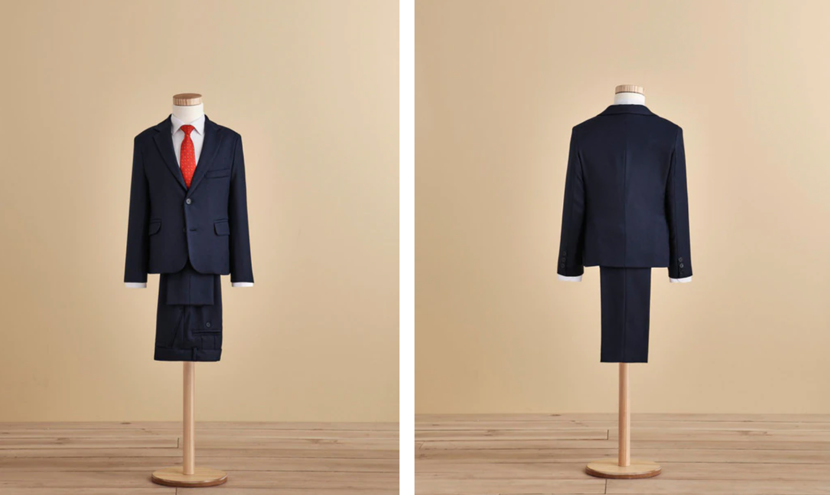 Traje azul marino de estilo clásico