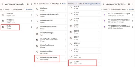 ファイルを参照すると、WhatsApp オーディオが入ったフォルダーが見つかり、すぐに聞くことができます