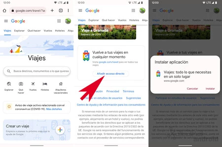 Google トラベルをインストールする