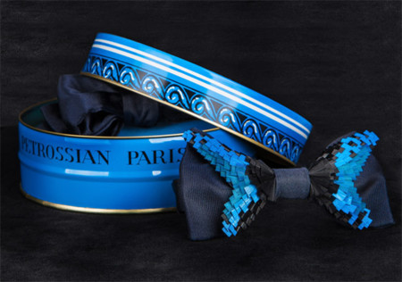 Las pajaritas adornadas con plumas de Maison F para Petrossian