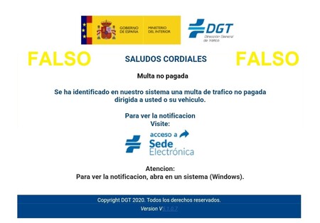 Cuidado si recibes un aviso de "multa no pagada": ese correo electrónico no es de la DGT, es una estafa