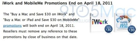 Apple suprime los descuentos de iWork y MobileMe al comprar un nuevo Mac