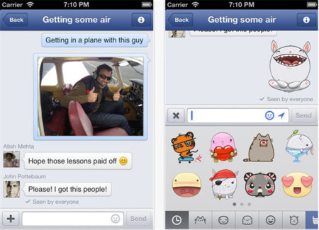 Facebook Messenger para iOS, ahora con pegatinas
