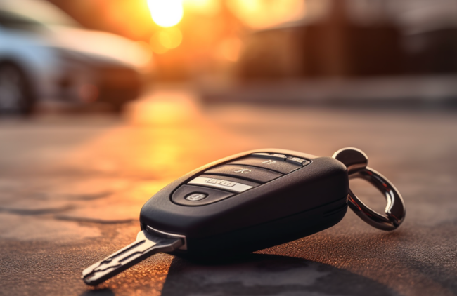Jlacort A Car Key Fob Sits Prominently In The Foreground Its Bu 69ce4767 B299 4c2c Bf95 09d49434790c