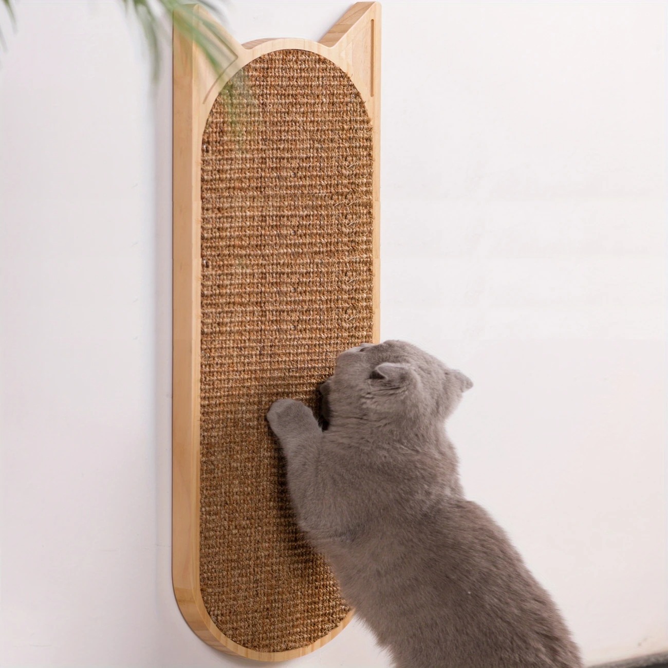 Poste rascador para gatos de madera montado en la pared con forma de orejas de gato, para gatos de interior, tabla de sisal para rascar gatos y juguetes para gatos