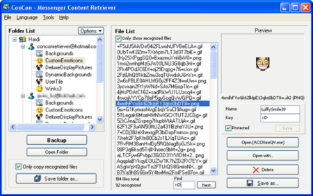 Windows Live Messenger Content Retriever, maneja los ficheros de Messenger