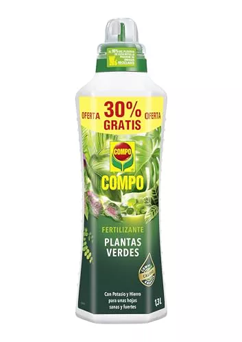 COMPO Fertilizante de plantas verdes para plantas de interior, balcón y terraza, con extra de potasio y hierro, 1,3 L