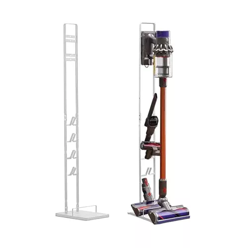 MORANGO Soporte de Aspiradora Compatible con Dyson V15 V12 V11 V10 V8 V7 V6 - DC58/ DC59/ DC62/ DC74 - Organizador de Almacenamiento de Suelo Sin perforar la Pared.