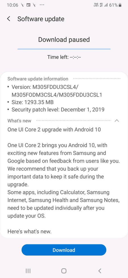 Samsung Galaxy M20 Actualizacion