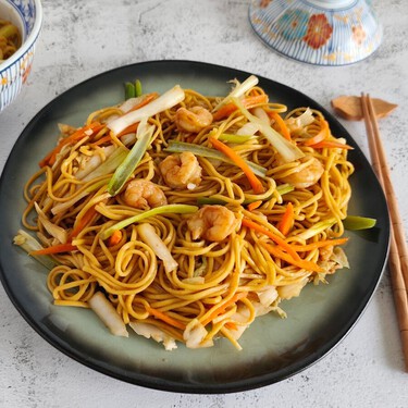 Tallarines con gambas: la receta de los restaurantes chinos españoles, pero mejorada