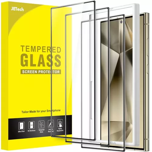 JETech Protector de Pantalla Cobertura Completa para Samsung Galaxy S24 Ultra 5G 6,8 Pulgadas, Cristal Vidrio Templado con Marco de Instalación Fácil, HD Clara, 3 Unidades