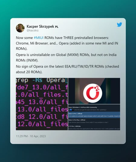Xiaomi Opera ブロートウェア