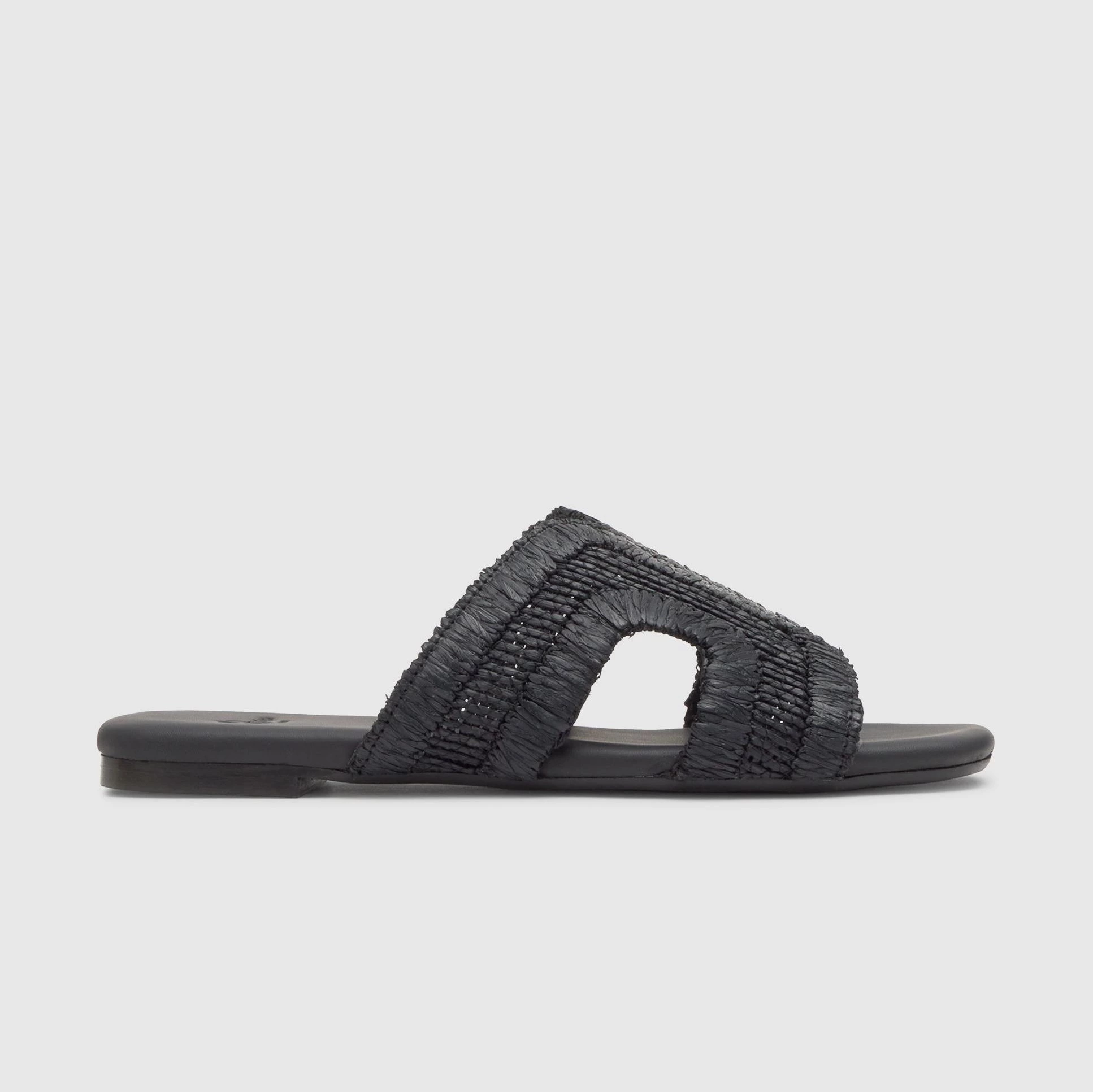 Sandalias de pala de mujer phillipa en rafia natural bordada Negro Castañer

