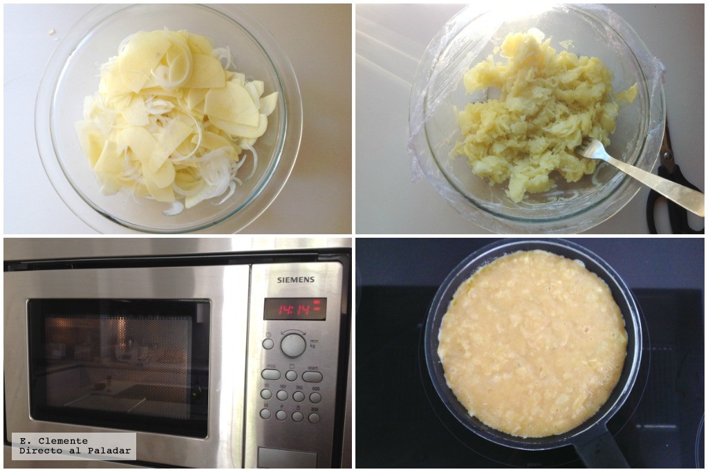 Tortilla de patata con microondas. Receta de cocina fácil, sencilla y