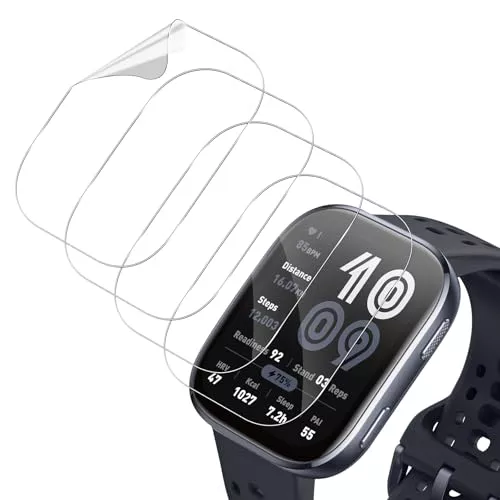 Holilo 4 Piezas TPU Protector de Pantalla para Amazfit Bip 6, Anti-Arañazos 9H Dureza Anti-Huella Sin Burbujas 3D Cobertura Película Protectora de Cobertura