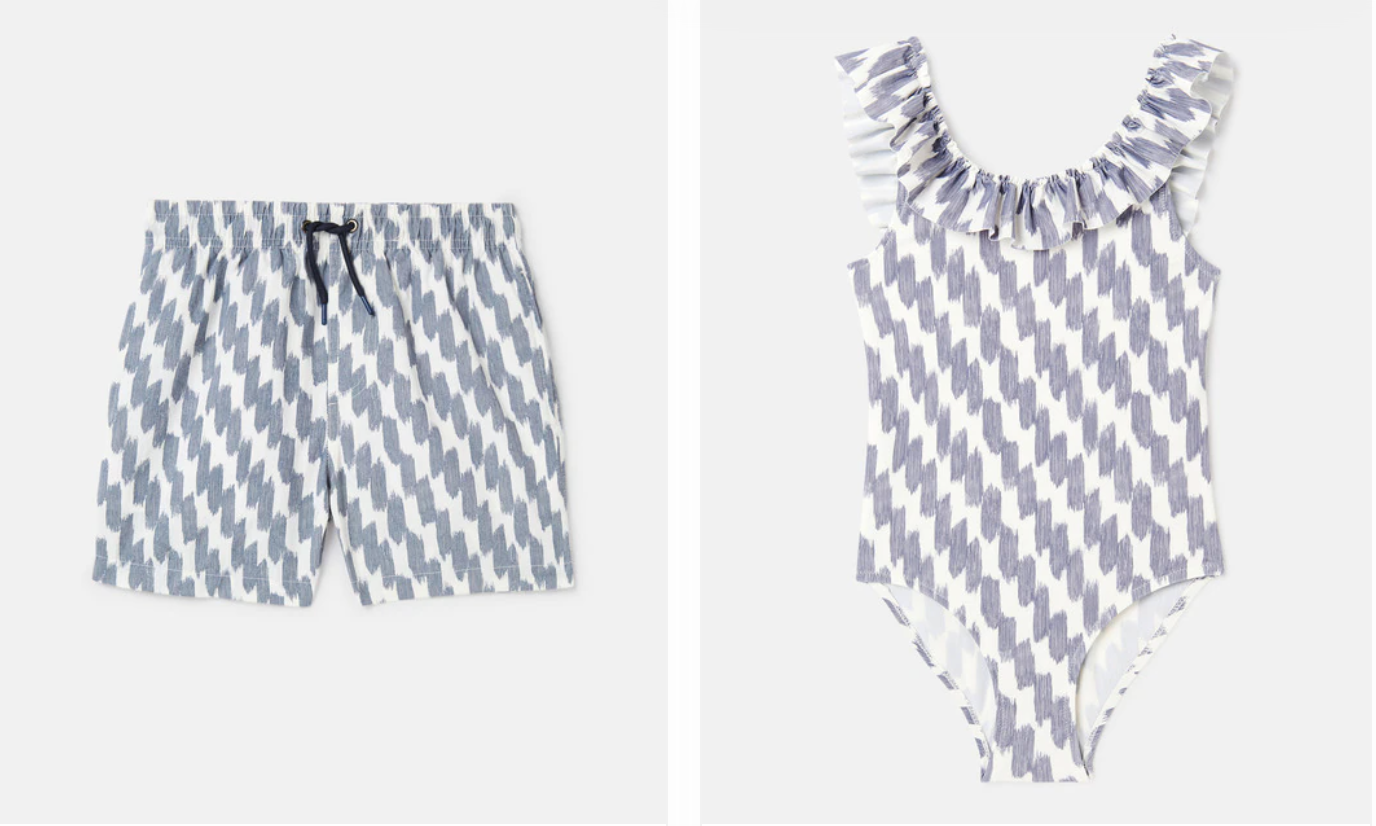 Bañador bermuda lavado t.ikat de niño y bañador de niña