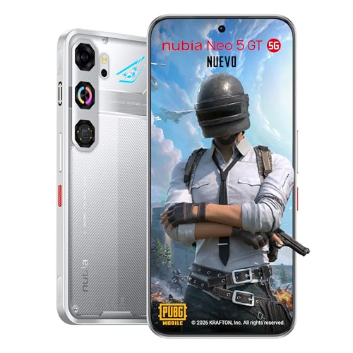 nubia Smartphone Neo 5 GT 5G 6.8” 120Hz, 50MP+2MP, 256GB+8GB RAM, Batería 6210mAh, Android 16, Plata