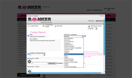Raanker, estableciendo rankings de opciones e imágenes