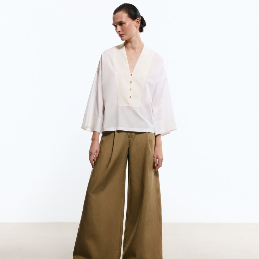 Pantalón de lino ancho Woman Limited 