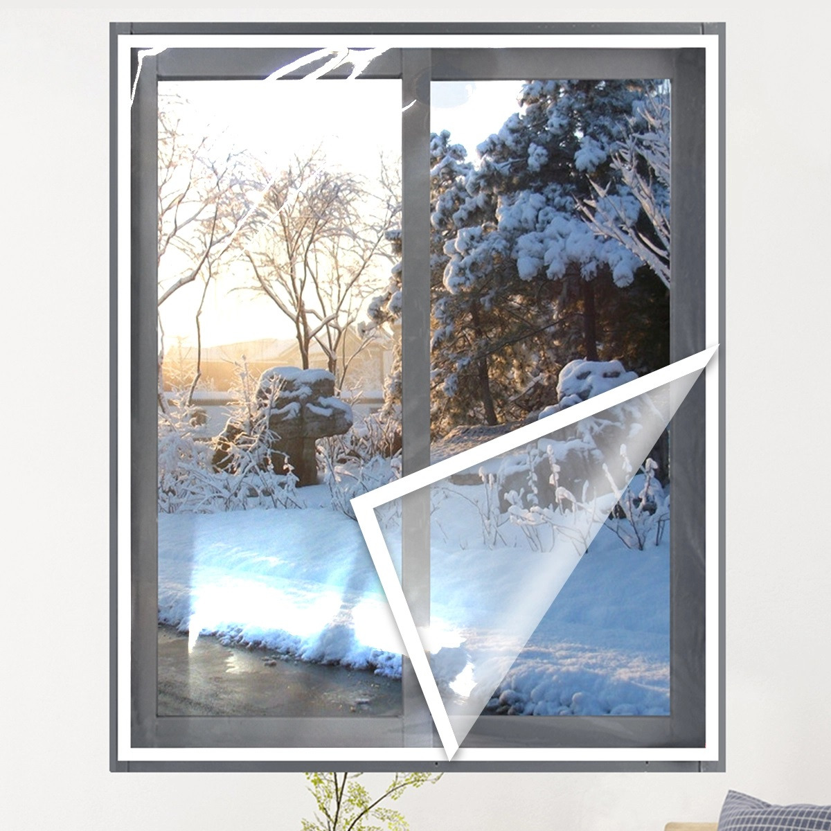 Kit De Aislamiento De Ventana Ajustable, Cortina De Aislamiento Frío De Invierno, Etiqueta Blanca, 80 * 120 Cm 