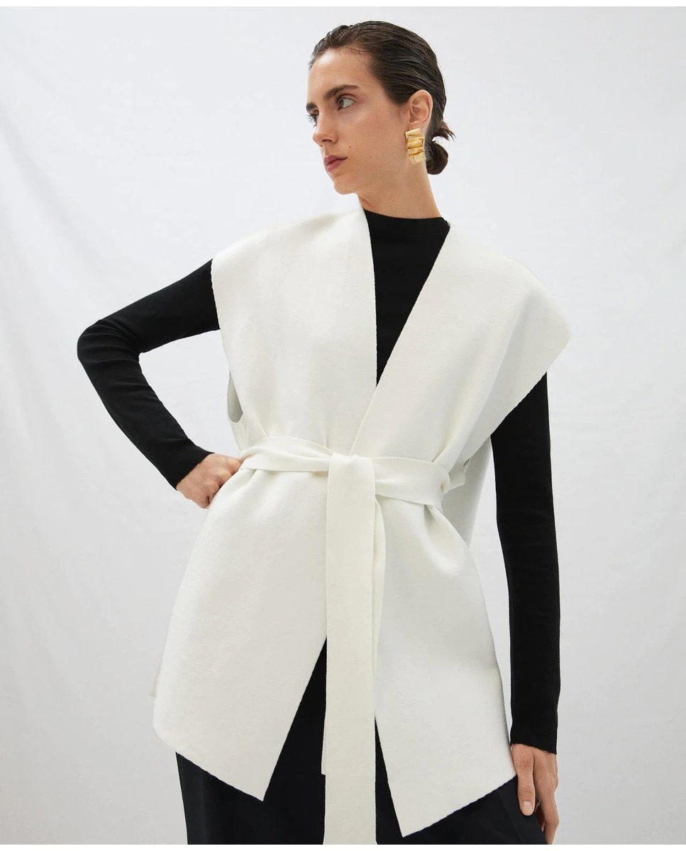 Women's double knitted vest with belt Adolfo Domínguez