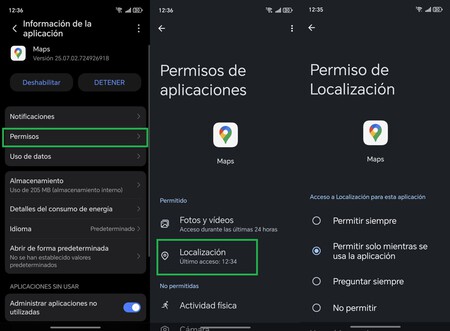 Permisos ubicacion Google Maps