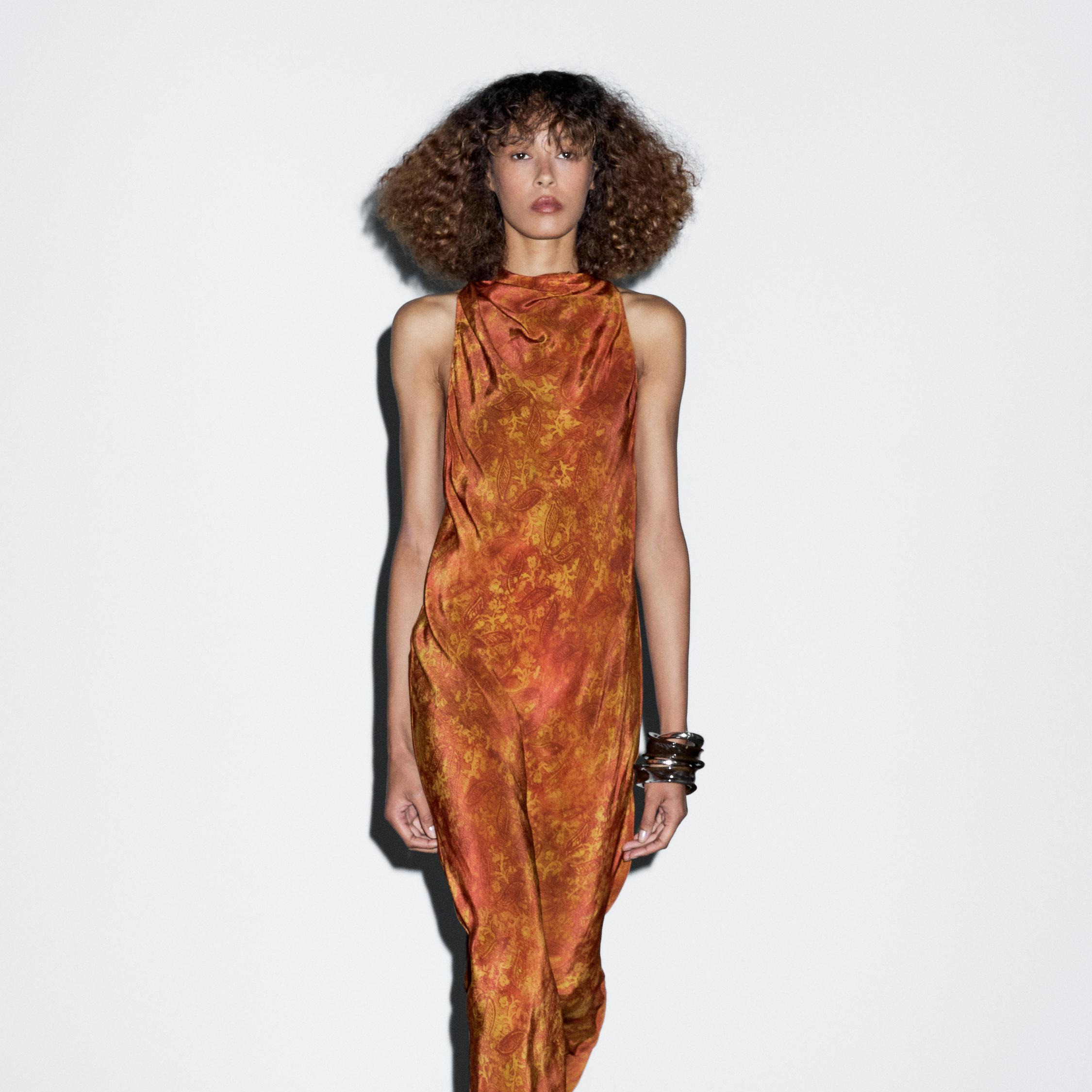 Vestido largo fluido estampado