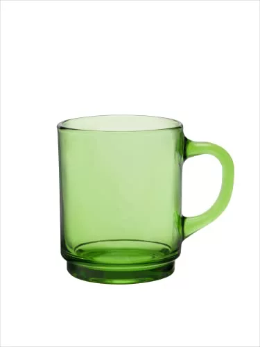 Duralex Set 6 Tazas Vidrio Templado 26cl Apilables, Taza Cocina Resistente para Café Té Desayuno, Uso Diario, Pack Tazas Vidrio Colores Variados Colección Versailles