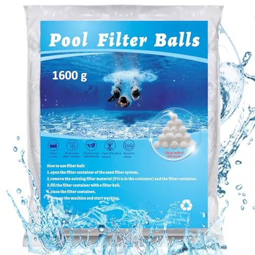 MIKAILE Bolas Filtro Piscina 1600g, Reutilizable Bolsas Filtrantes Piscina para Sistemas de Filtro de Arena