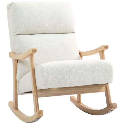 HOMCOM Silla Mecedora de Borreguito 