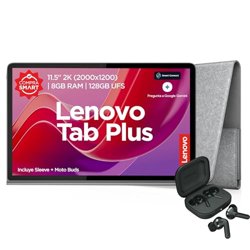 Tablet Lenovo Tab Plus | 11,5" 2K | MediaTek Helio |8GB RAM 128 GB UFS| Incluye Funda + Auriculares Moto