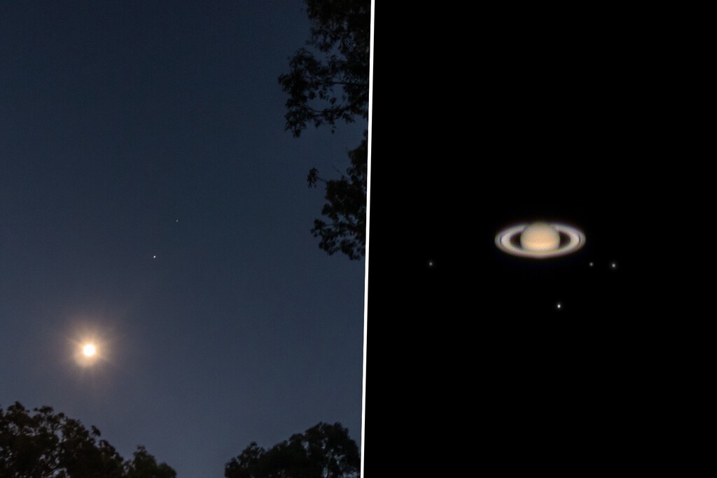 La Luna y Saturno se encontrarán en el cielo esta noche. Una conjunción en la que estarán casi enteramente iluminados 