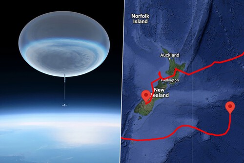 Globo de superpresión de la NASA y el mapa de su trayectoria