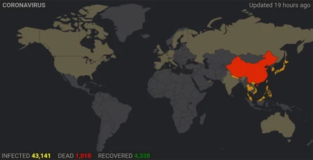 コロナウイルスの地図には、頻繁に更新されていない静止画像が表示されています