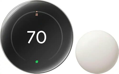 Termostato de aprendizaje Google Nest (4ª generación, 2024) con sensor de temperatura Nest, termostato inteligente de ahorro de energía, compatible con Alexa, Apple HomeKit y aplicación Google Home