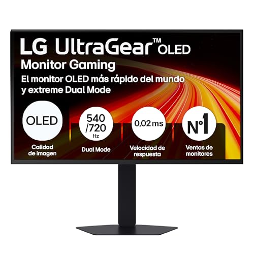 LG 27GX790B-B - Monitor Gaming Ultragear OLED, 26.5", QHD (2560x1440), 16:9, 540Hz, 0.02ms, DP 2.2, HDR10, NVIDIA G-Sync, FreeSync Premium Pro, Plano, Pivotable, Altura Ajustable, Morado Grisáceo