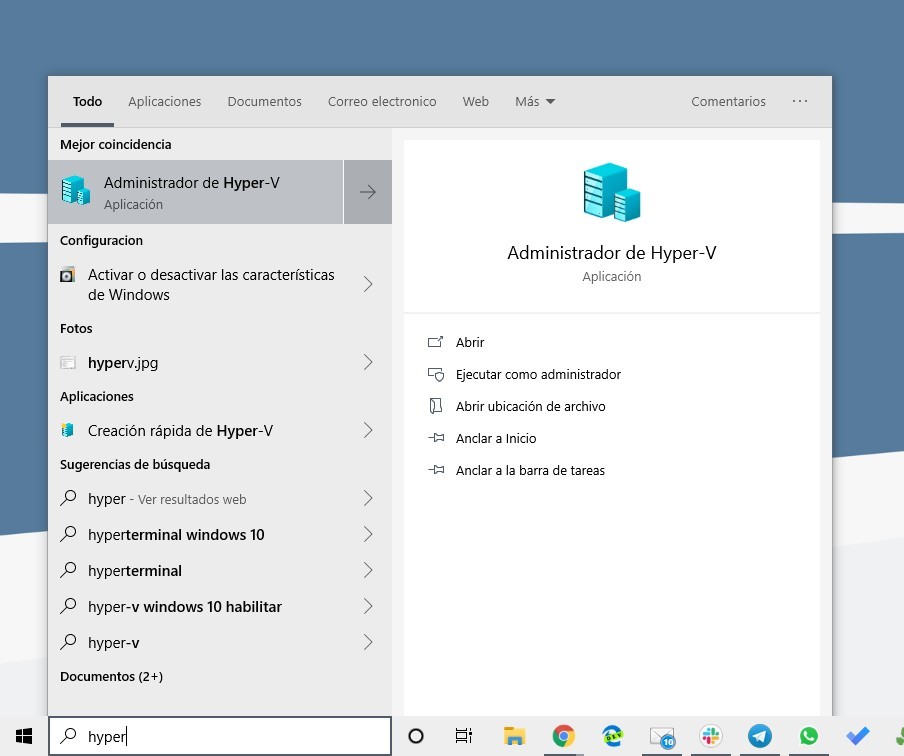 Administrador de Hyper-V en Windows