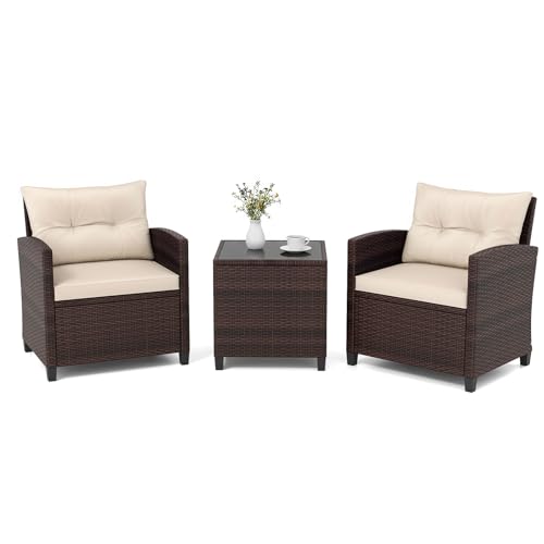 GIANTEX Conjunto de Muebles de Jardín de Exterior de Ratán