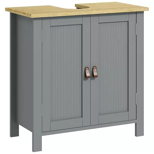 kleankin - Mueble bajo lavabo, 2 puertas, estante ajustable, 60 x 30 x 60 