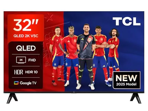 TCL 32V5C - Smart QLED Full HD de 32" Direct LED TV con Android TV y HDR - Compatible con Google Cast y Google Home, diseño Delgado [Clase de eficiencia energética F]