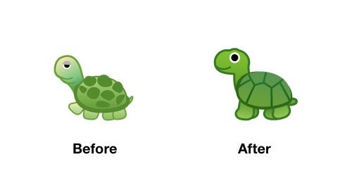 Turtle Emoji Android P Before After