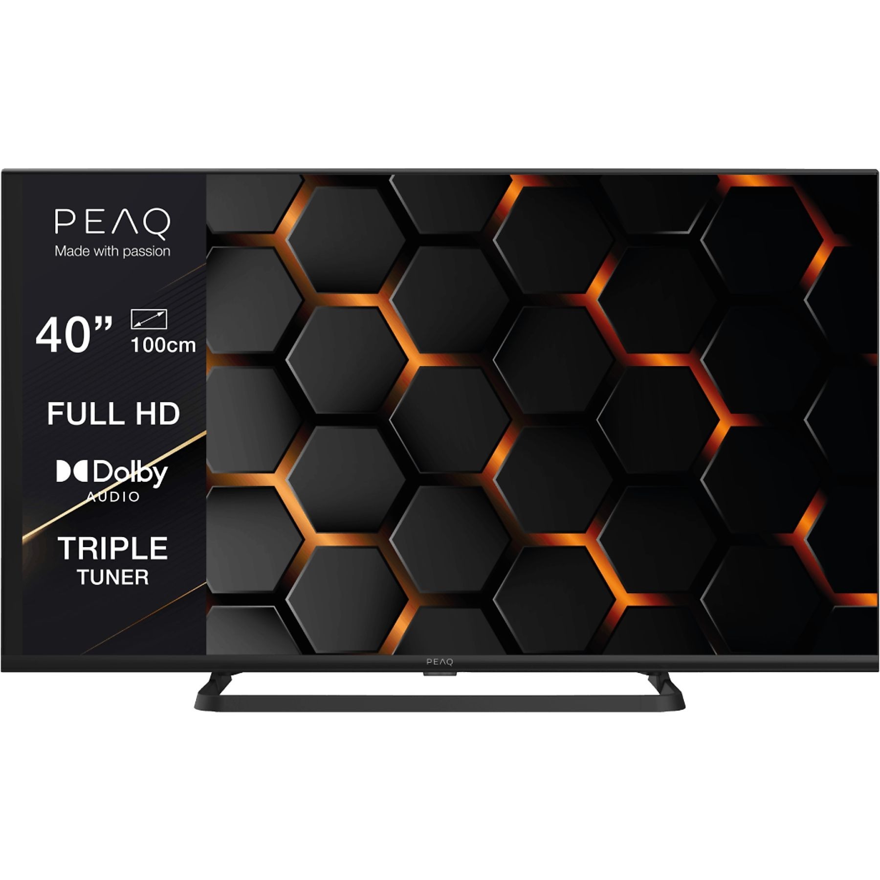 TV DLED 40" - PEAQ PTV 40F-5024C, Full-HD, Triple Tuner, Dolby Audio, Negro