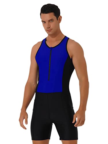 iiniim Hombre Adulto Maillot Elástico de Gimnasia Leotardos Ritmica Danza Ballet sin Mangas Una Pieza Mono Deportivo Liso Men Unitard Body Suave Body Ropa Interior para Adultos Azul B M