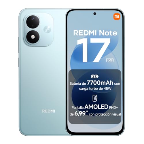 REDMI Note 17 5G, Smartphone 6+128GB, Turquesa Cielo, batería de 7700mAh
