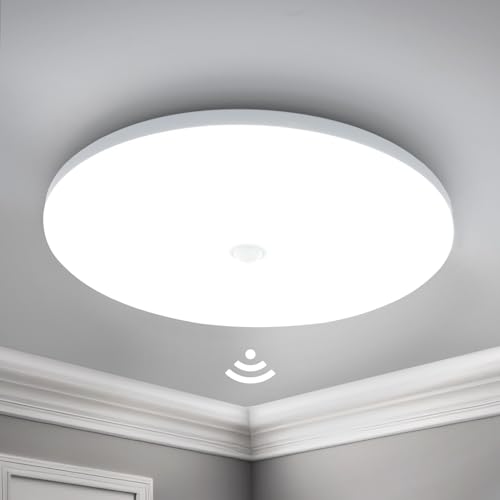 Yafido Plafón Led Techo 18W Redondo Con Sensor de Movimiento, 30CM Redondo Lampara de Techo con Detector