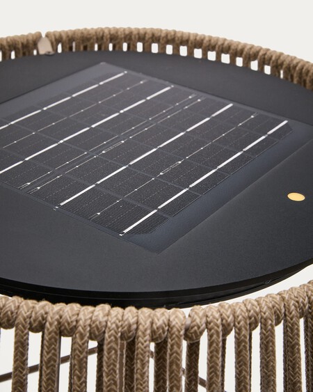 Lámpara de pie solar para exterior Aldet de cuerda gris Ø46 cm