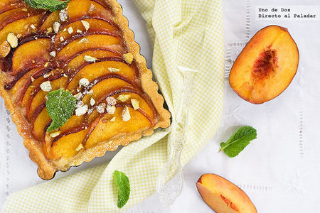 Tarta de melocotón y crema. Receta